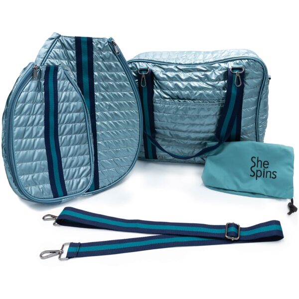 Created for the Court, Airport & Anywhere Else: Our pickleball bags with a detachable paddle sleeve (holds 2 paddles) will keep up with your busy life, whether you're smashing serves or catching flights. You can carry everything you need, stay organized, and look great, no matter where you’re headed. The bag exterior has a versatile pocket that can be unzipped for luggage handle inserts.