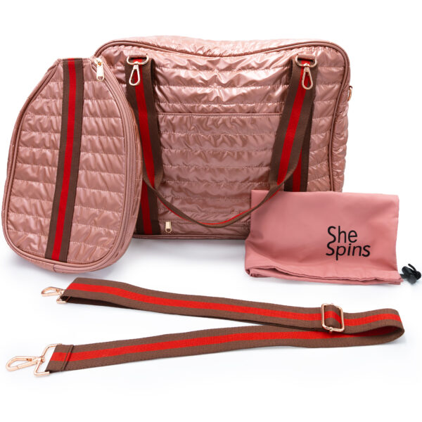 Created for the Court, Airport & Anywhere Else: Our pickleball bags with a detachable paddle sleeve (holds 2 paddles) will keep up with your busy life, whether you're smashing serves or catching flights. You can carry everything you need, stay organized, and look great, no matter where you’re headed. The bag exterior has a versatile pocket that can be unzipped for luggage handle inserts.