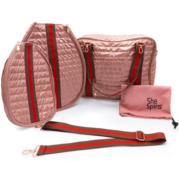 Created for the Court, Airport & Anywhere Else: Our pickleball bags with a detachable paddle sleeve (holds 2 paddles) will keep up with your busy life, whether you're smashing serves or catching flights. You can carry everything you need, stay organized, and look great, no matter where you’re headed. The bag exterior has a versatile pocket that can be unzipped for luggage handle inserts.