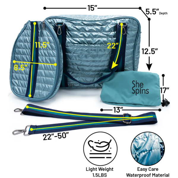 she spins pickleball bags lightweight, easy care, waterproof material