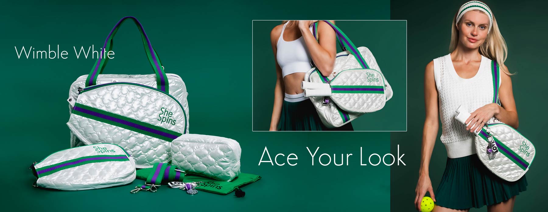 Pickleball bags and Tennis bags Wimbledon white and green